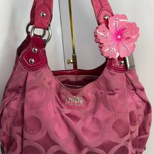 Coach Fuchsia Shoulder Bag with Floral Accent